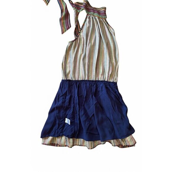 Do +Be Women’s Striped Multicolored Mini Sleeveless Tie Neck Lining Dress Size S - Picture 8 of 11